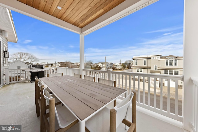 balcony featuring area for grilling