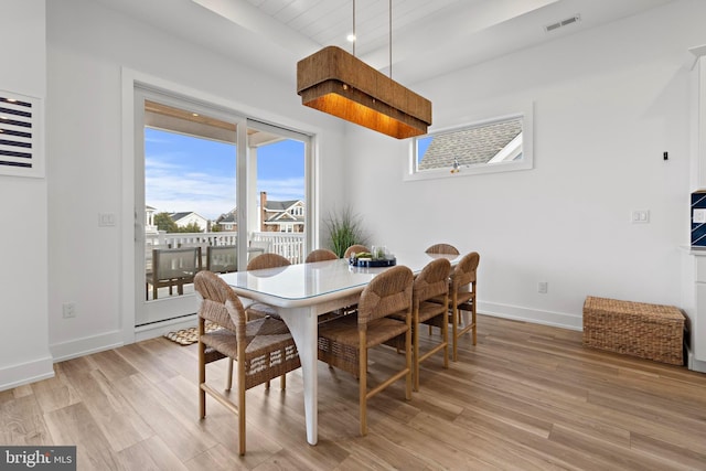 dining area featuring light hardwood / wood-style flooring