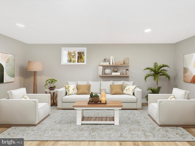 living room featuring light hardwood / wood-style floors