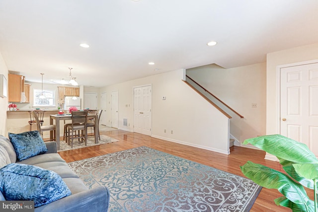 living room featuring light hardwood / wood-style flooring