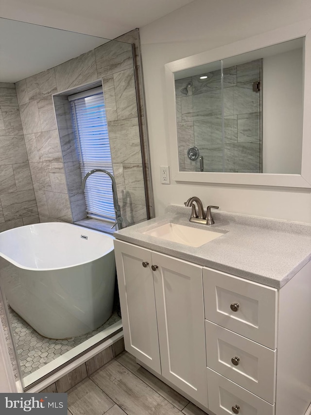 bathroom with a bathtub and vanity