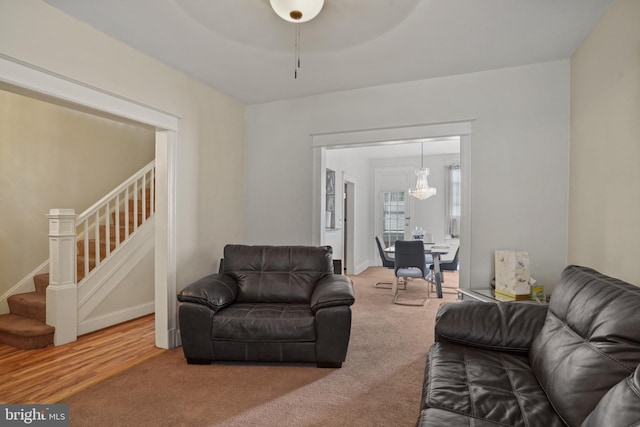 living room with carpet flooring