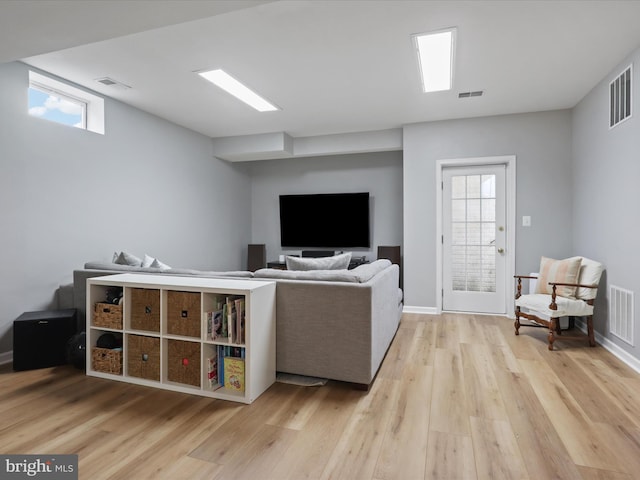 living room featuring light hardwood / wood-style flooring