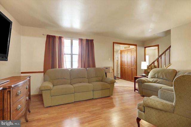 living room featuring light hardwood / wood-style floors