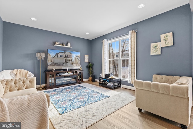 living room featuring light hardwood / wood-style flooring