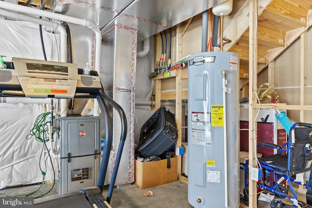 utility room featuring electric water heater