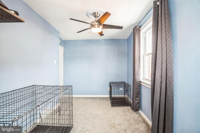 interior space featuring ceiling fan and a wealth of natural light