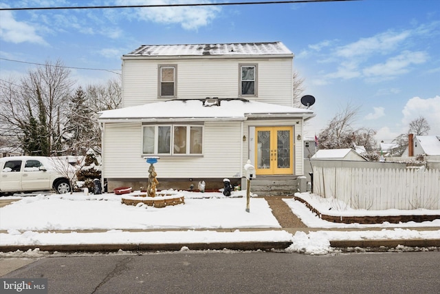 view of front property featuring french doors