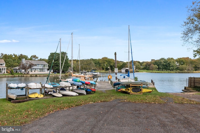 view of dock featuring a water view