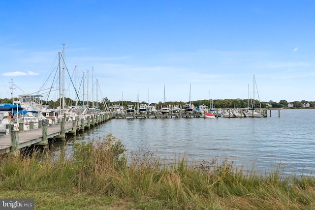 view of dock featuring a water view