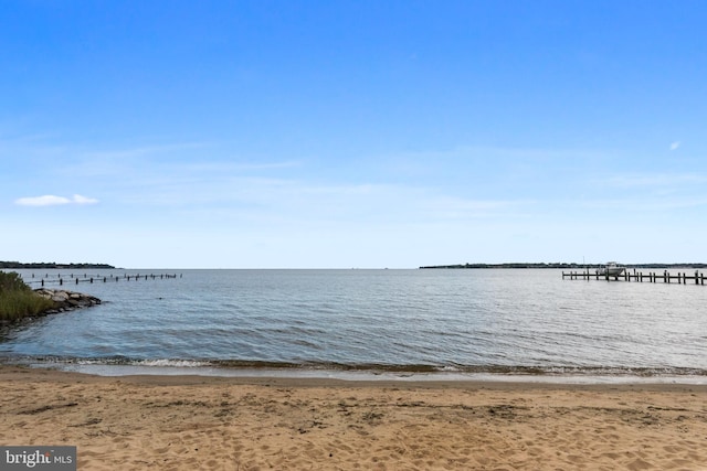 view of water feature featuring a view of the beach