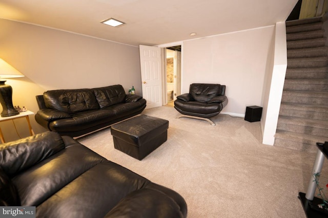 living room with light carpet