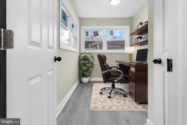 office featuring light wood-type flooring