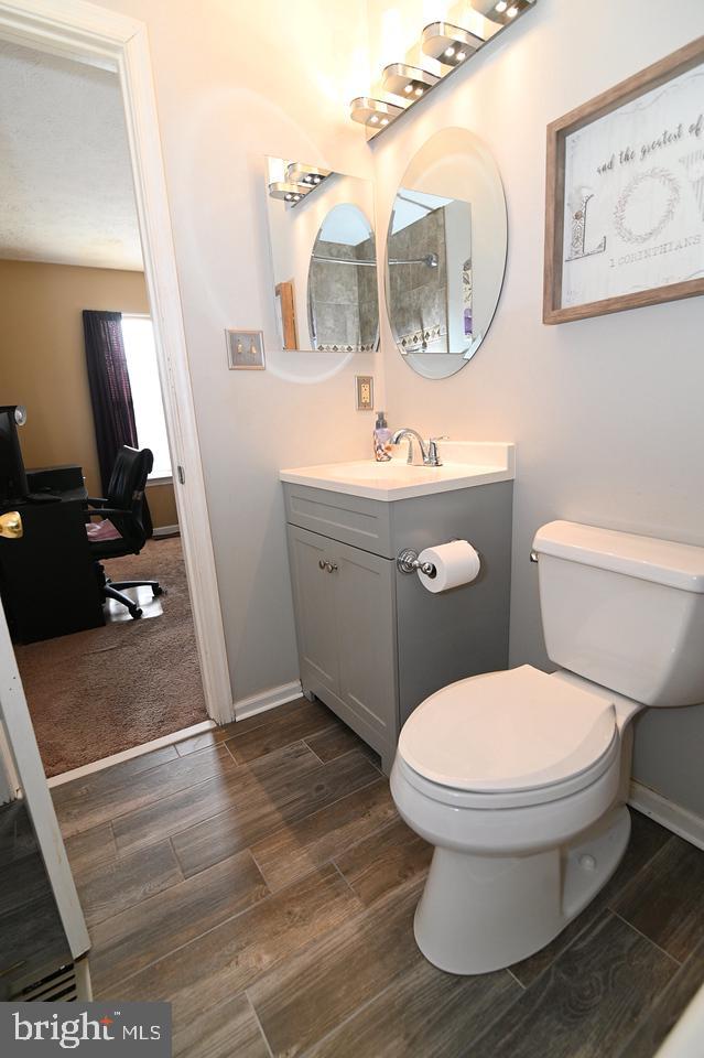 bathroom with toilet and vanity