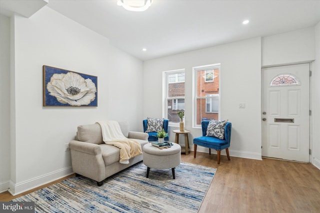 living area featuring hardwood / wood-style flooring