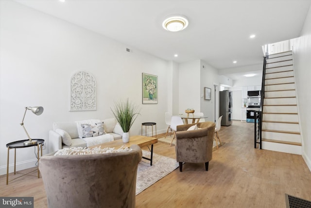 living room featuring light hardwood / wood-style floors