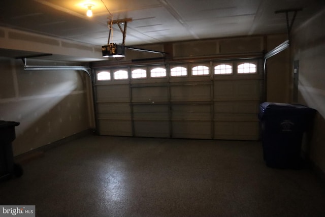 garage with a garage door opener