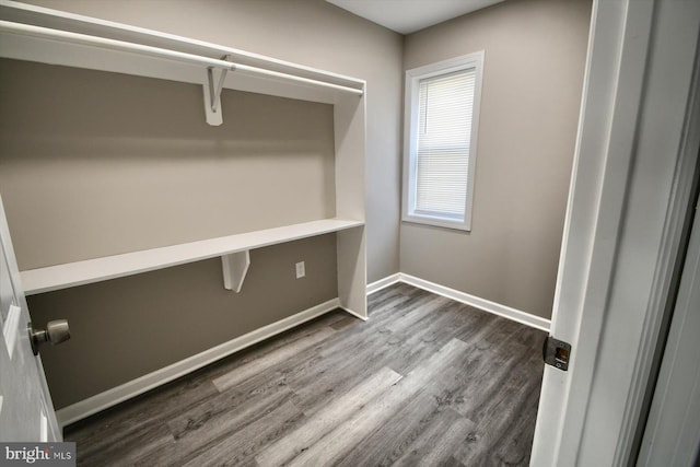 interior space with dark hardwood / wood-style floors