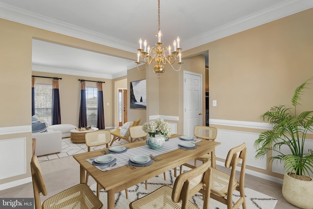 99 Trumpeter Swan Way, Magnolia, DE 19962 - dining space with a chandelier, crown molding, light carpet, and baseboards