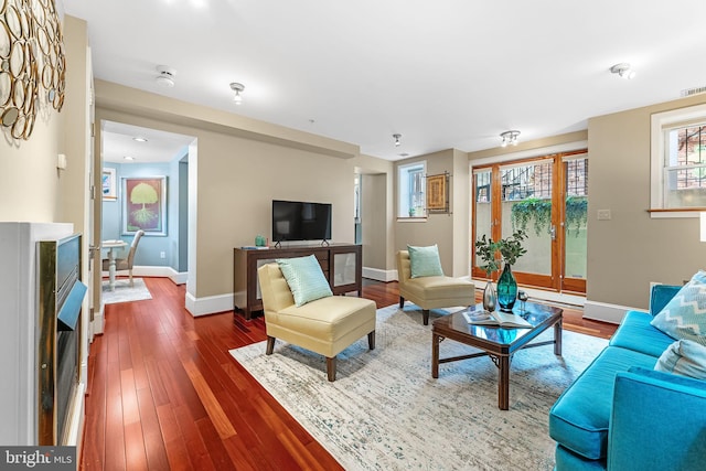 living room featuring hardwood / wood-style flooring