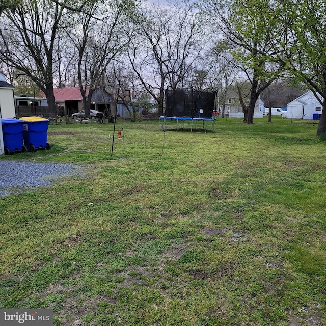 view of yard featuring a trampoline