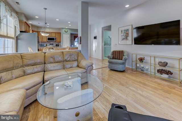 living room featuring light hardwood / wood-style flooring