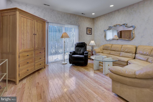 living room featuring light hardwood / wood-style floors