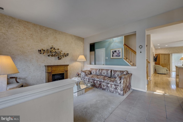 view of tiled living room