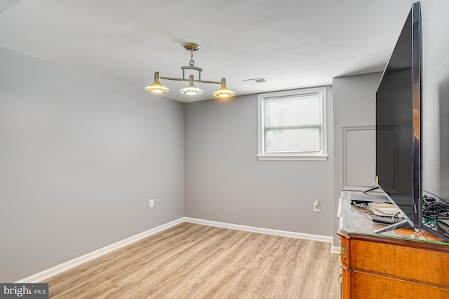 interior space with light hardwood / wood-style floors