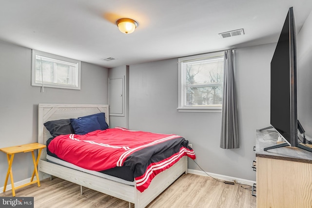 bedroom with hardwood / wood-style floors