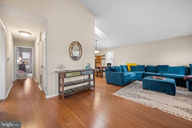 living room with hardwood / wood-style flooring