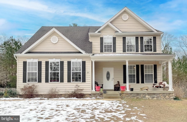 front of property with a porch