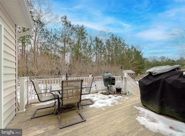 wooden terrace with grilling area