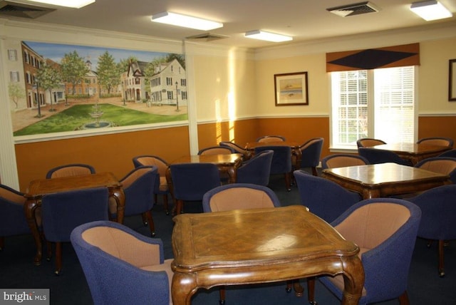 interior space featuring ornamental molding