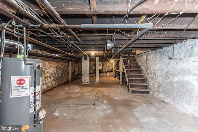 basement with water heater