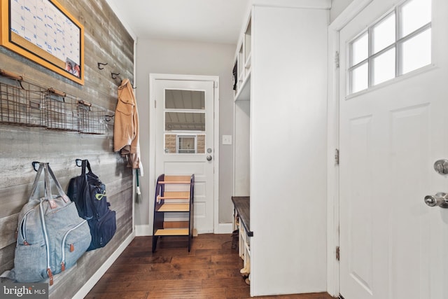 interior space with dark hardwood / wood-style flooring