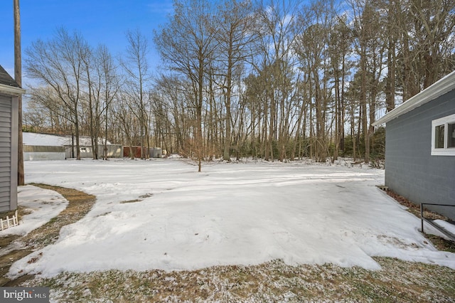 view of yard covered in snow