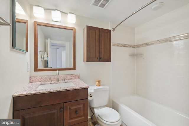 full bathroom featuring vanity, toilet, and shower / bath combination