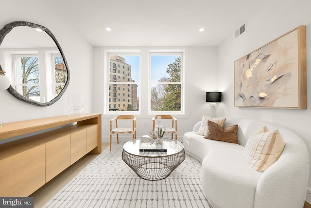 living room featuring a wealth of natural light