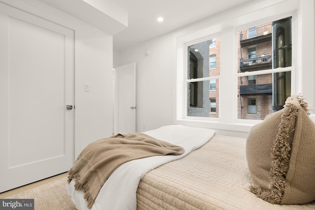 bedroom with tile patterned floors