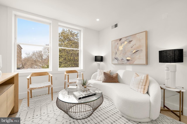 living room featuring plenty of natural light