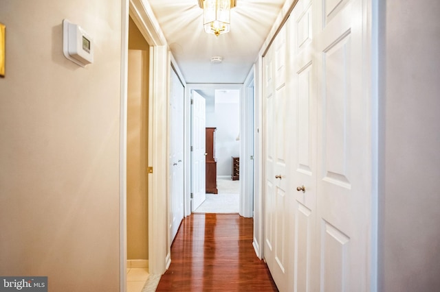 corridor with dark wood-style floors