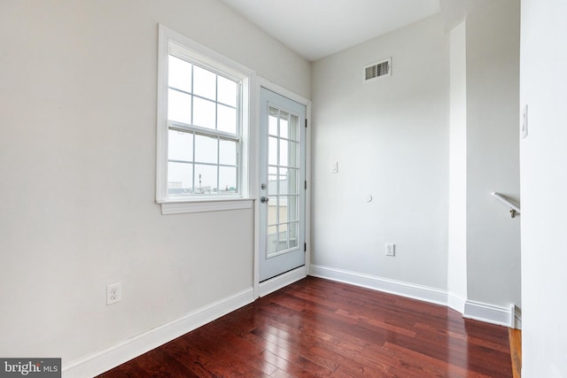 entryway featuring dark wood-type flooring