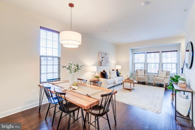 dining space featuring dark hardwood / wood-style floors