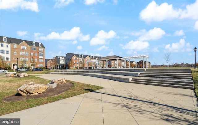 surrounding community with a pergola