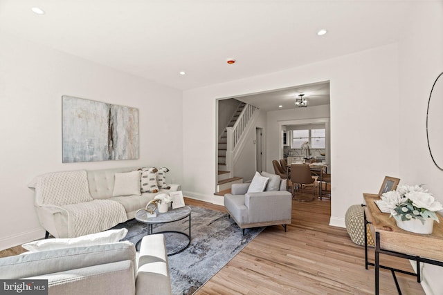 living room featuring light hardwood / wood-style flooring