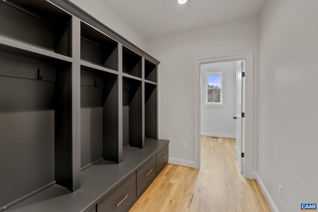 mudroom featuring light wood-type flooring