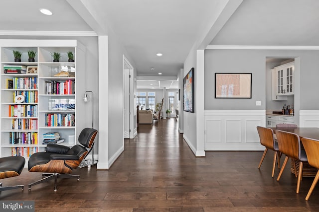 1335 Ashton Rd, Mechanicsburg, PA 17055 - corridor with ornamental molding, dark wood-style floors, and recessed lighting