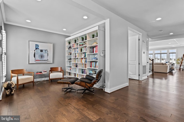 1335 Ashton Rd, Mechanicsburg, PA 17055 - sitting room featuring baseboards, recessed lighting, hardwood / wood-style flooring, and ornamental molding