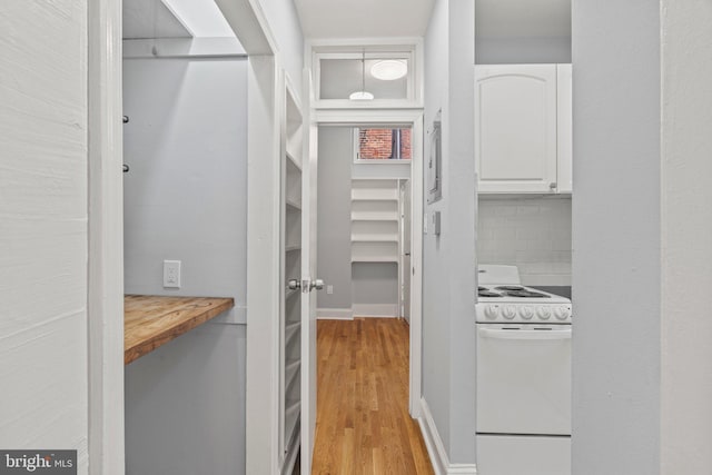 walk in closet featuring light hardwood / wood-style flooring